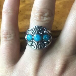 Kingman Turquoise Sterling Silver Southwestern Ring Size 9
